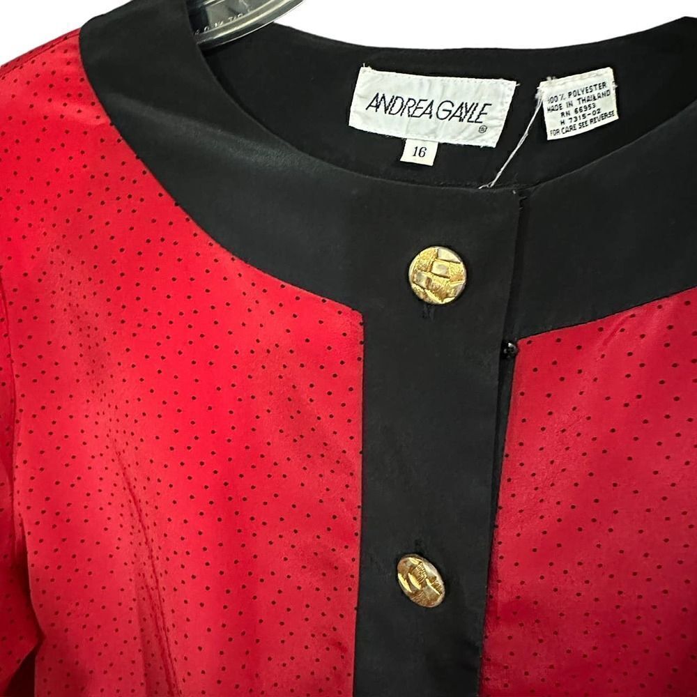 Vintage Andrea Gayle Two Piece Red & Black Dotted Skirt Set - Picture 5 of 16